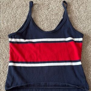 Brandy Melville Navy and Red Striped Tank Top